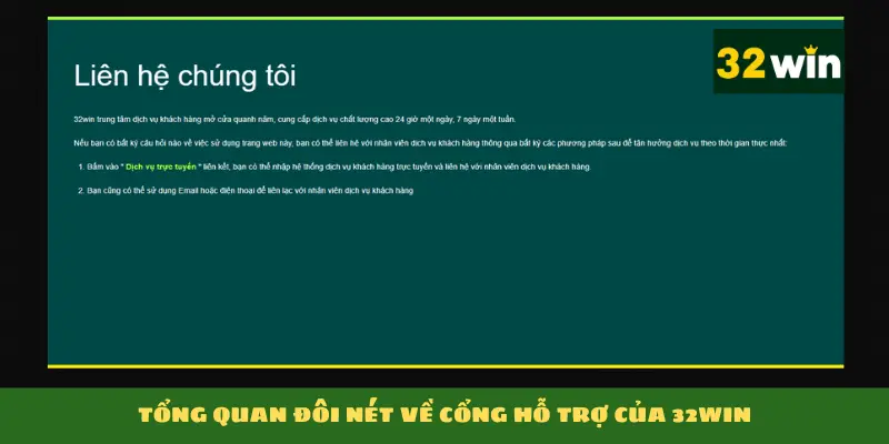Tổng quan đôi nét về cổng hỗ trợ của 32win