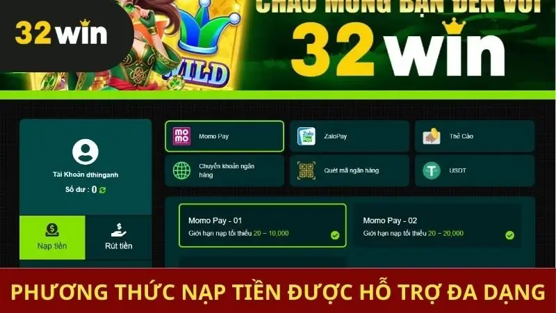Phương thức nạp vốn đa dạng